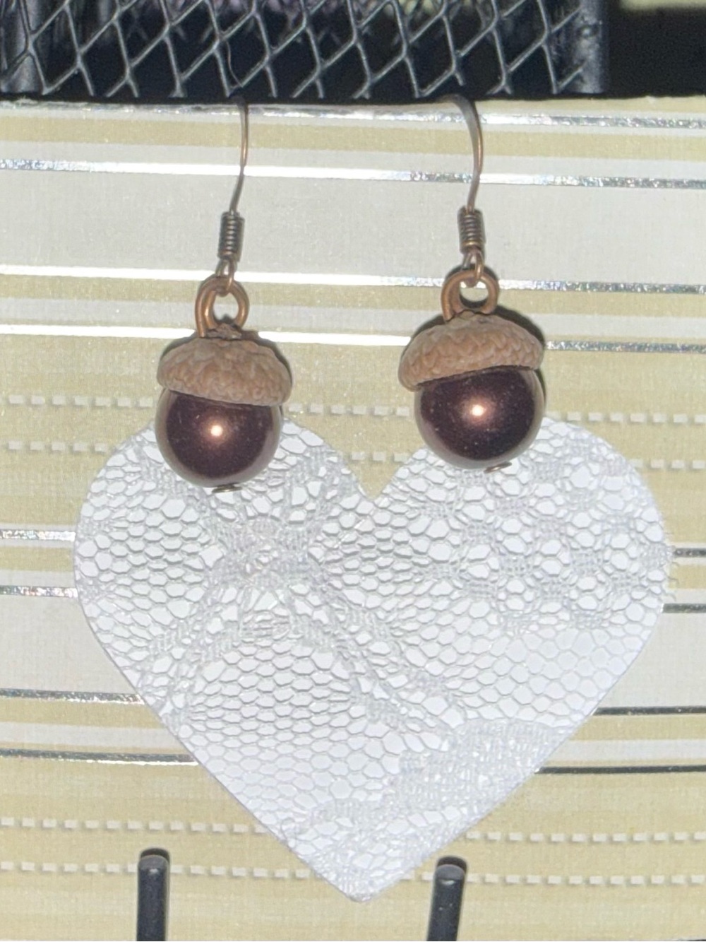 Handcrafted Brown Acorn Drop Earrings by